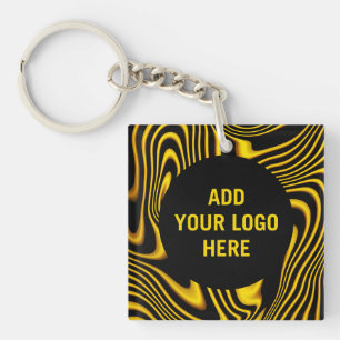 Porte-clefs Texture de tourbillons dorés jaunes noirs personna