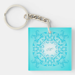 Porte-clefs Texture du baroque de gradient de turquoise.