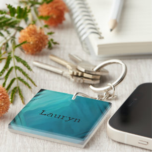 Porte-clefs texture turquoise en verre