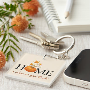 Porte-clefs Thanksgiving Citrouille Home Où nous donnons des r