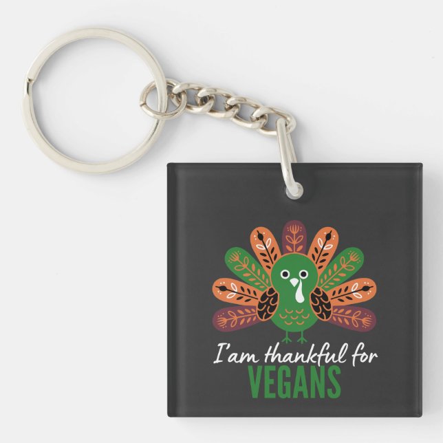 Porte-clefs thanksgiving Turkey Thankful for Vegans (Devant)