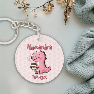 Porte-clefs Thé-Rex sucré Dinosaure personnalisé Pun animal