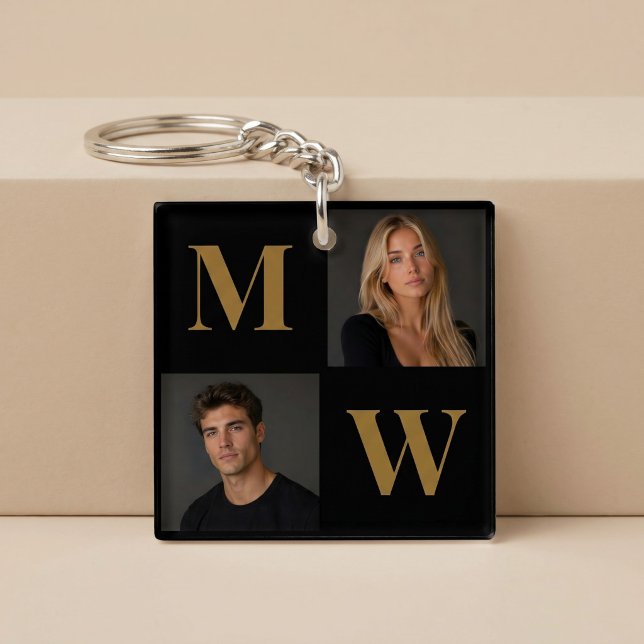 Porte-clefs The Way We Are Custom Couple Black Photo Initial (Créateur téléchargé)