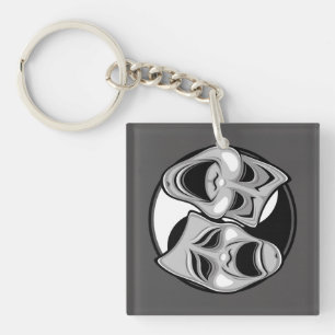 Porte-clefs Théâtre comique et tragique Masques Yin Yang Desig