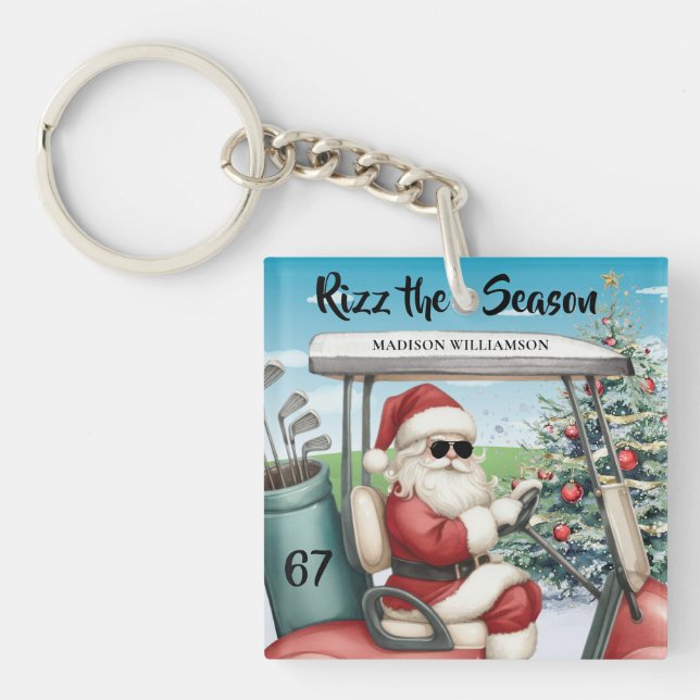 Porte-clefs Thème de golf Rizz la saison 67 Nom (Devant)