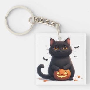 Porte-clefs Thème de Halloween Magique avec Chat Noir Mignon �