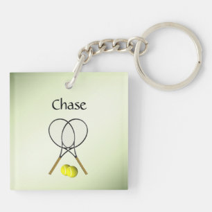 Porte-clefs Thème de sport de tennis en double vert personnali