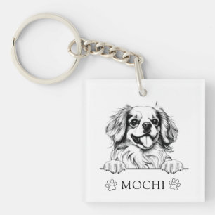 Porte-clefs Tibétain Spaniel Chien Dessin main personnalisé