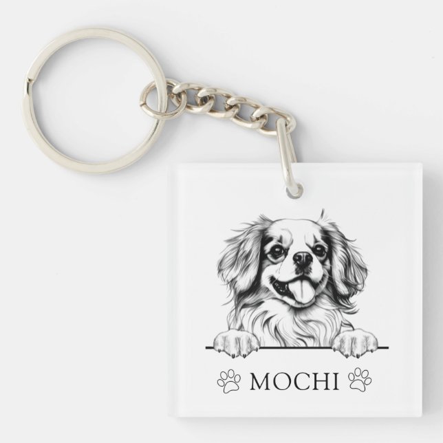 Porte-clefs Tibétain Spaniel Chien Dessin main personnalisé (Devant)