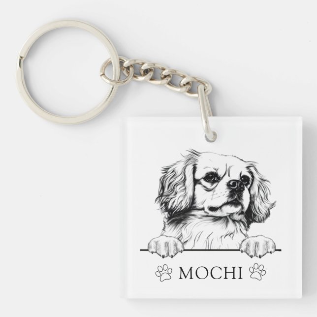 Porte-clefs Tibétain Spaniel Chien Dessin main personnalisé (Devant)