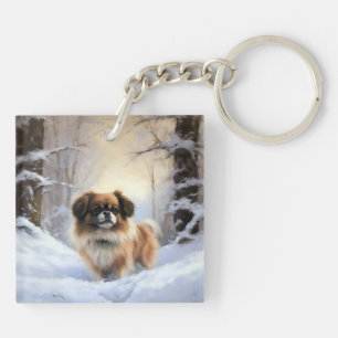 Porte-clefs Tibetan Spaniel Qu'il neige Noël