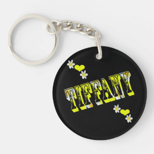Porte-clefs Tiffany, Nom Dames Logo Avec Fleurs Frangipani,