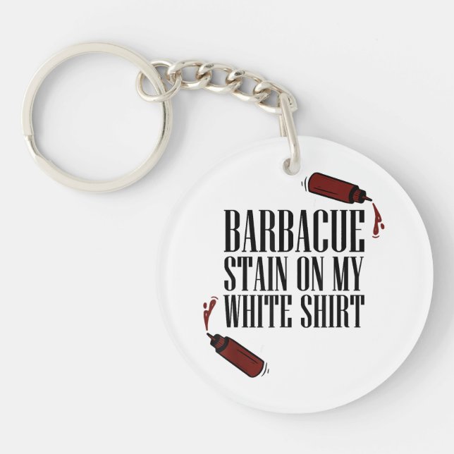 Porte-clefs Tige barbecue sur mon blanc (Devant)