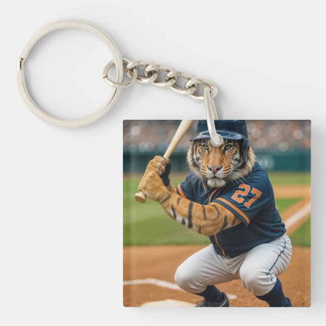 Porte-clefs Tiger Baseball Player #27 Up To Bat (Devant)