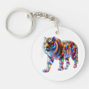 Porte-clefs Tigre coloré - Art Verre Vibrant