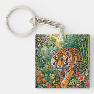 Porte-clefs Tigre du Bengale Bambou Vibrant Jungle