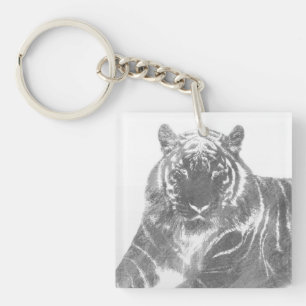Porte-clefs Tigre noir et blanc