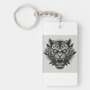 Porte-clefs Tigre noir et blanc