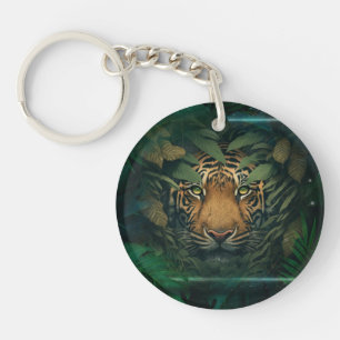 Porte-clefs Tigre se cachant dans le feuillage