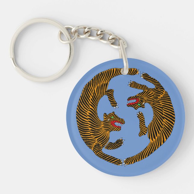 Porte-clefs Tigres d'art populaire japonais (Devant)
