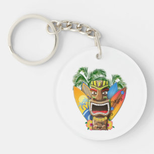 Porte-clefs Tiki hawaïen surfant