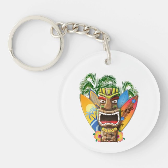Porte-clefs Tiki hawaïen surfant (Devant)