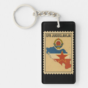 Porte-clefs Timbre de carte vintage de la Yougoslavie socialis