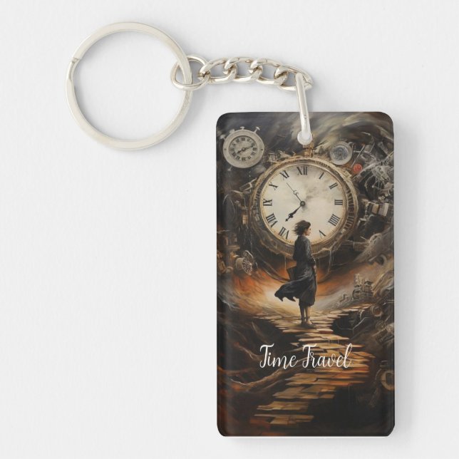 Porte-clefs Time Travel Steampunk Porte - clé - Horloge Imagin (Devant)