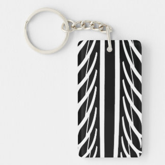 Porte-clefs Tire Texture Motif Abstrait en noir et blanc
