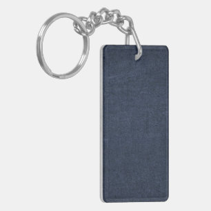 Porte-clefs Tissu bleu cuir Tartan Crocodile peau