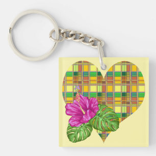 Porte-clefs Tissu Coloré des Caraïbes Madras Tartan