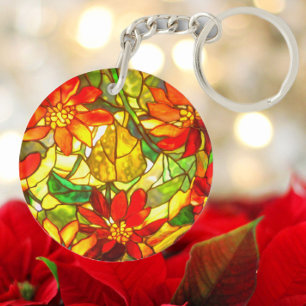 Porte-clefs Tissu en verre tendu poinsettia