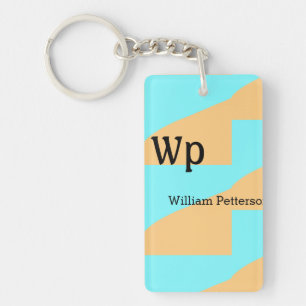 Porte-clefs Titre de lettre de monogramme vert bleu pastel