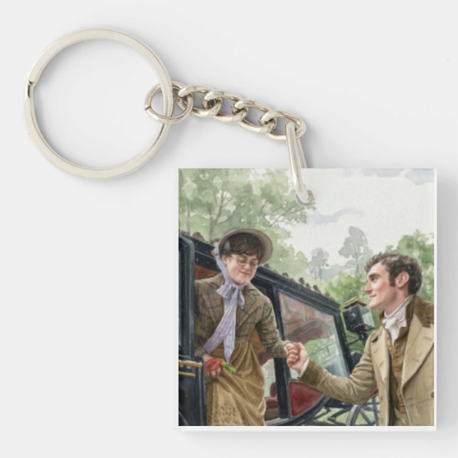 Porte-clefs Tom aidant Mary à sortir d'un carrosse (Devant)