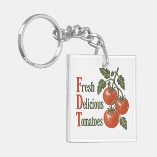 Porte-clefs Tomates drôles frais délicieux Vintage xylographie