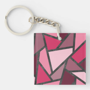 Porte-clefs Tons de motif en vitrail rose