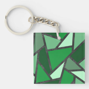 Porte-clefs Tons de motif en vitrail vert