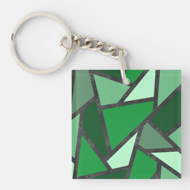 Porte-clefs Tons de motif en vitrail vert (Devant)