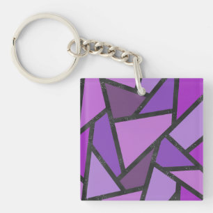 Porte-clefs Tons de vitrail violet motif