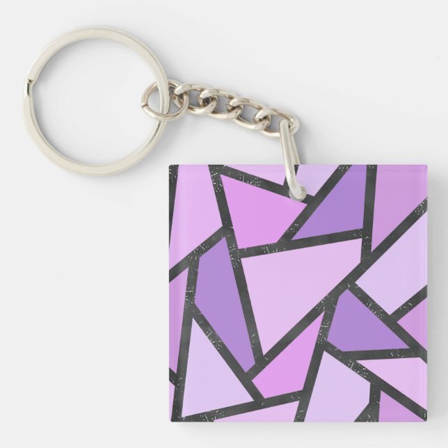 Porte-clefs Tons du motif en vitrail lilas (Devant)