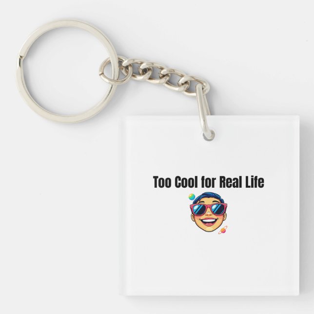 Porte-clefs Too Cool for Real Life – Cartoon Boy with Planets  (Devant)