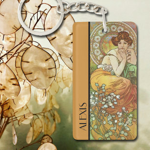 Porte-clefs Topaz des pierres précieuses d'Alphonse Mucha