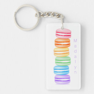 Porte-clefs topsy turvy arc-en-ciel macarons personnalisée