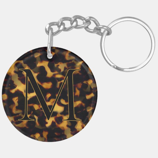 Porte-clefs Tortoiseshell Initial Keychain Custom Letter (Dos gauche)