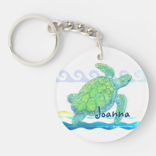 Porte-clefs Tortue bleue et verte