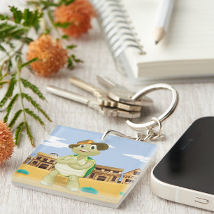 Porte-clefs Tortue cowboy