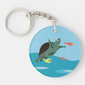 Porte-clefs Tortue de mer mignonne sous l'art marin