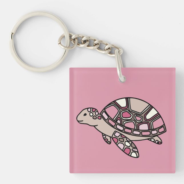 Porte-clefs Tortue de mer rose (Devant)