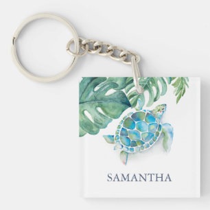 Porte-clefs Tortue de mer tropicale personnalisée