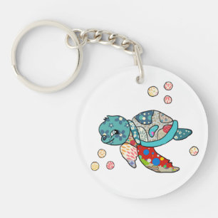Porte-clefs tortue d'eau de couleur vive